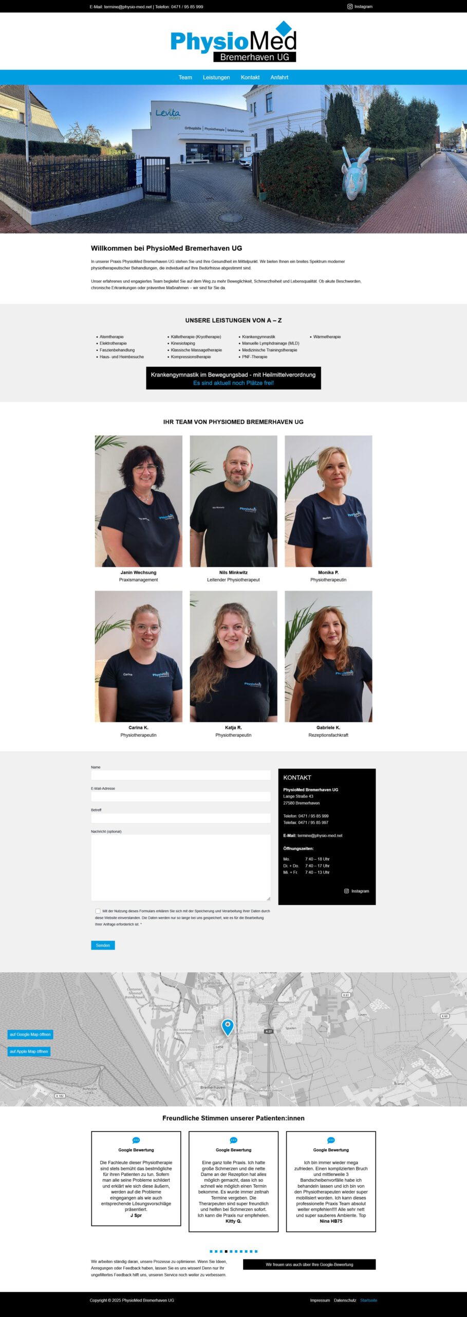 Internetseite_PhysioMed_Bremerhaven UG_www.physio-med