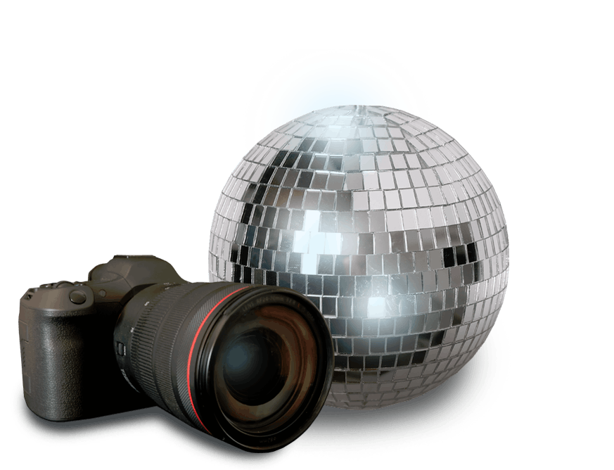 Eventfotografie Kamera und Diskokugel