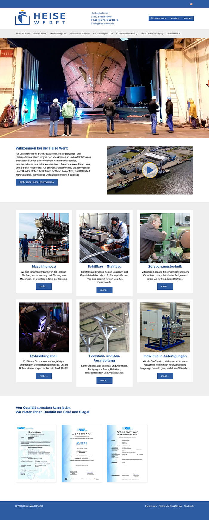 Vorschau der Internetseite von Heise Werft