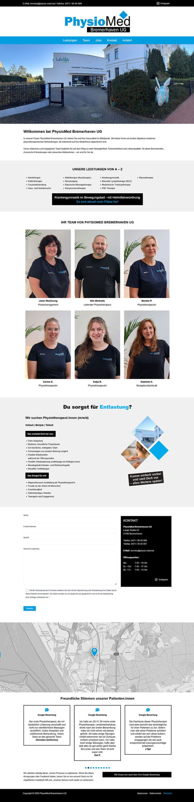 Vorschau der Internetseite von PhysioMed Bremerhaven