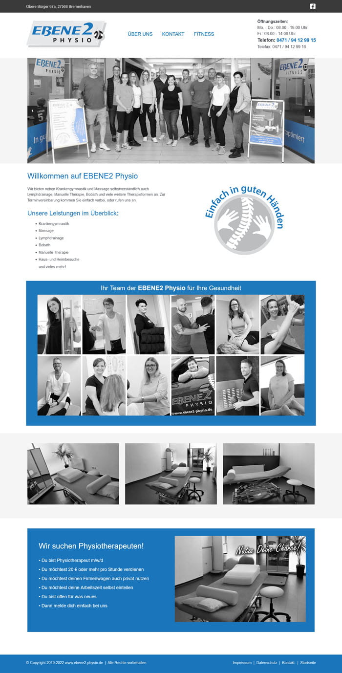 Vorschau der Internetseite von ebene2 Physio