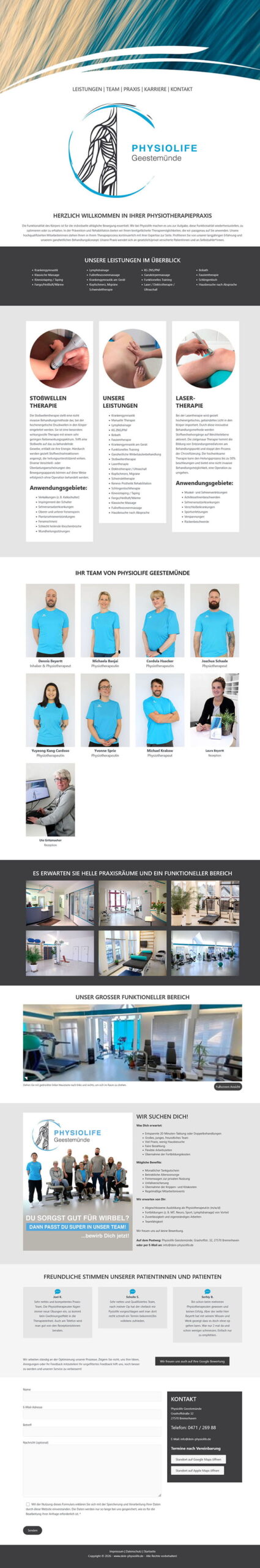 Vorschau der Internetseite von Dein Physiolife