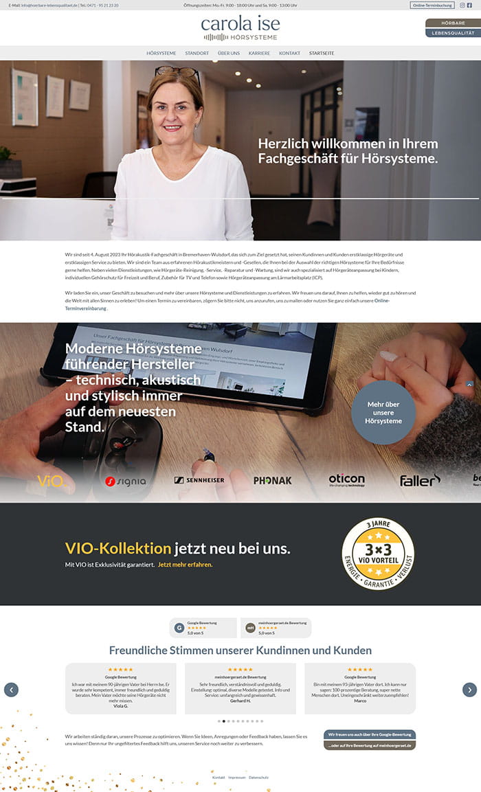 Vorschau der Internetseite Hörsysteme Carola Ise